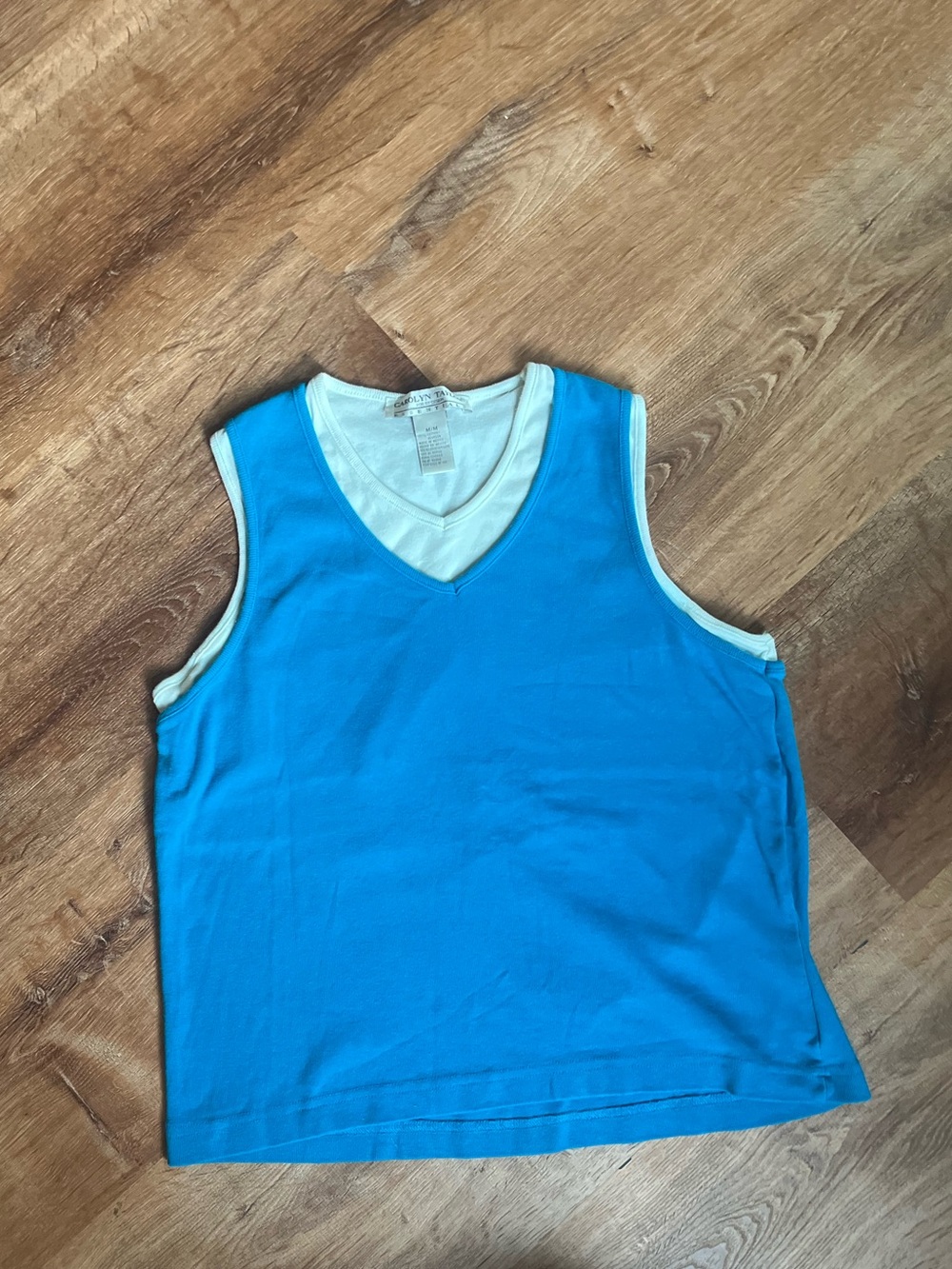 Vintage Carolyn Taylor Y2K Blue Layered Tank Top 100% Cotton M